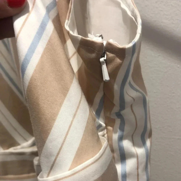 Anthropologie Maeve tan white asymmetrical wrap shirt dress Sz 12 New with Tags - Picture 6 of 10